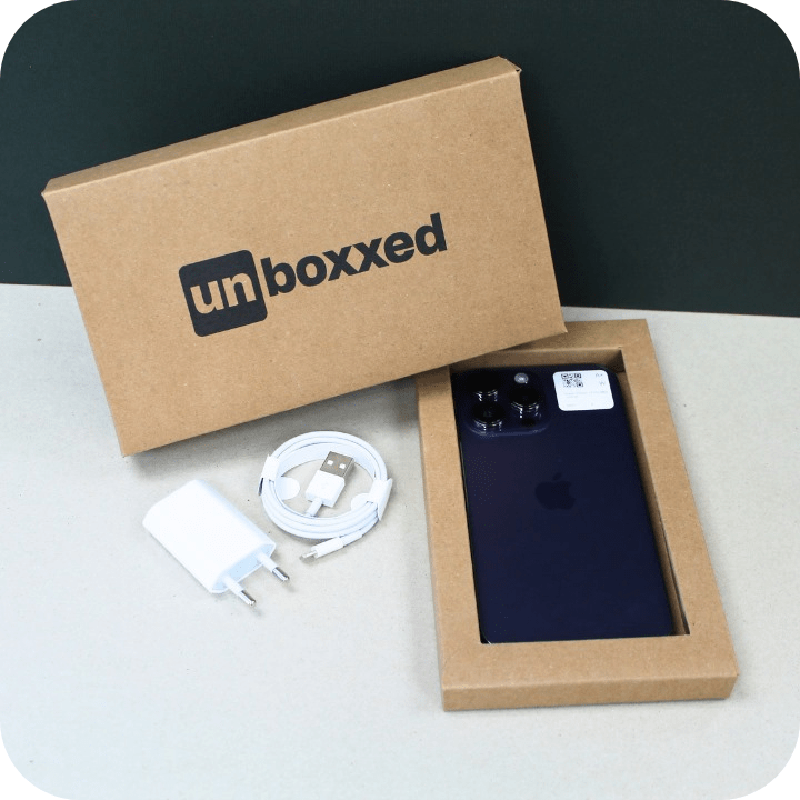 a refurbished phone in new packaging ready to go to a client